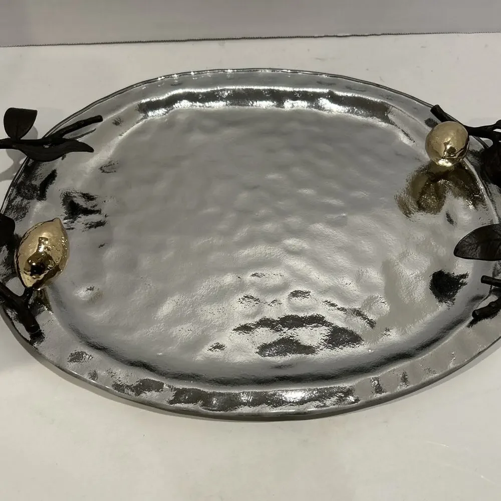 RARE - Michael Aram small Lemonwood Oval Serving Tray with Handles READ
